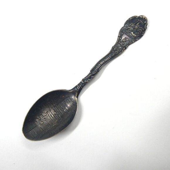 San Gabriel Mission Pasadena California 1902 Sterling Silver Souvenir Spoon 4" - Picture 1 of 12